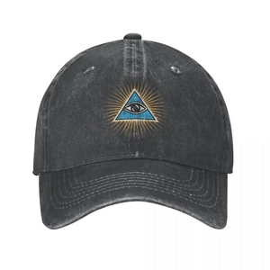 Premium Black Masonic Snapback Cap All Seeing Eye Symbol White Round Emblem Flat Visor Custom Fraternal <b>Hat</b> - Product Image 2