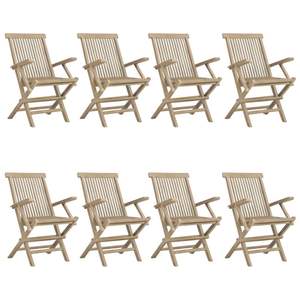 8 pezzi sedie da giardino pieghevoli in Teak in legno massiccio grigio 22 "x 24" x 35 "2022 nuova collezione - Product Image 2