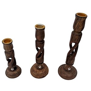 Portavelas de madera de Sheesham Aqdus Saleem con incrustaciones de latón - Decoración artesanal para el hogar para bodas y festividades - Product Image 4