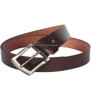 Cinturón informal de cuero de vaca de grano completo marrón para hombre, cinturón de vestir informal de negocios de cuero marrón liso hecho a mano - Product Image 6