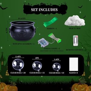 Pot de Sorcière Vert Lumineux à Bulles pour Décorations d'Halloween Intérieures DIY – Pot en Plastique Noir pour Décorations d'Halloween de Sorcière - Product Image 3