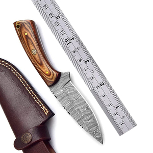 Handmade Industrial Grade Damascus Steel Hunting Knife Leather Sheath <b>Clip</b> Point Blade Straight Edge Outdoor Survival EDC Tool - Product Image 3