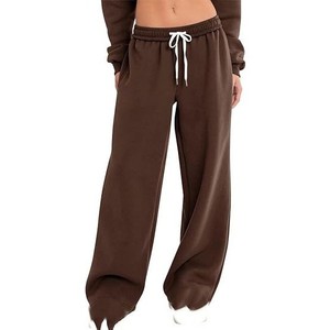 Custom Chocolate Brown <b>Women</b> Wide Leg <b>Lounge</b> Pants Elastic Waist Side Pockets Cozy Relaxed <b>Trouser</b> Wholesale Apparel US UK EU - Product Image 5