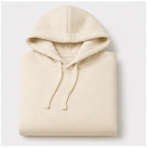 Sweat à capuche classique décontracté pour homme en coton peigné, couleur ivoire, avec cordon de serrage ton sur ton et poches latérales, personnalisable MHOOD-0045 - Product Image 5
