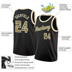 Camiseta de Baloncesto Personalizada con Camuflaje Negro, Cosida, Malla Sublimada Premium, Uniforme Deportivo Auténtico, Cuello Redondo, Sin Mangas, Unisex - Product Image 2