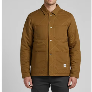 Custom Men Heavyweight 100% cotton Canvas | Cotton Twill jacket for winter collar down unisex padded <b>button</b> down Coat - Product Image 1