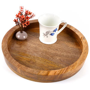 Bandeja de servicio redonda de madera maciza de mango de calidad superior, tamaño personalizado para hoteles, restaurantes y uso doméstico, precio económico - Product Image 1