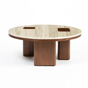 Large Premium <b>Solid</b> <b>Wood</b> marble Top Extendable Coffee <b>Table</b> <b>Round</b> Design With Best Polish For Living Room Furniture - Product Image 4