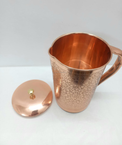 Jarra Ayurveda de cobre puro de alta calidad para el hogar y los restaurantes Jarra DE SERVICIO DE Navidad con diseño de grabado Vasos de vidrio - Product Image 4