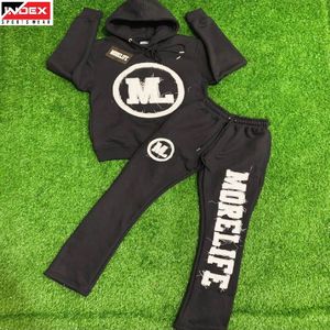 Conjunto Deportivo de Dos Piezas INDEX SPORTSWEAR, Sudadera con Capucha y Pantalones Negros, Unisex, Estilo Urbano, Manga Larga, Cordón Ajustable, Logotipo Estampado, Ropa de Otoño - Product Image 1