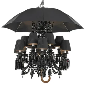 Lámpara de Techo de Cristal Importada de 12 Luces, Diseño de Sombrilla de Cristal Negro de Lujo, para Decoración de Hoteles, Villas y Hogares - Product Image 1