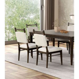 Sedie Laterali Moderne in 2 Pezzi in Noce Scuro con Seduta Imbottita in Poliestere e Legno di Gomma, Arredamento per Sala da Pranzo - Product Image 6