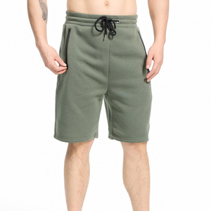 Shorts d'été décontractés pour hommes, 100 % coton molletonné, respirants, taille élastique, motif uni, haute qualité, pour usage quotidien - Product Image 2