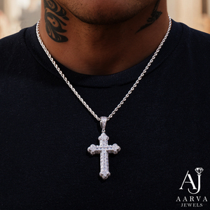 Iced Out Cross Pendant Necklace Micro Pave Moissanite Rope Chain Necklace Bling Jewelry for Party Gift - Product Image 4