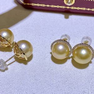 Nouvelles boucles d'oreilles en or 18 carats avec perles d'eau douce naturelles de 3 à 8 mm, style à double port, tendance, pour les trajets quotidiens, assorties à un coffret cadeau - Product Image 3