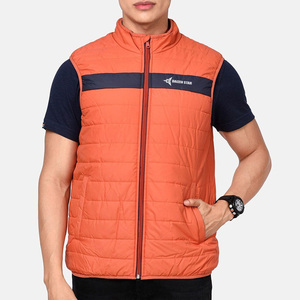 DAIZEN STAR Men's Black Stand Collar Puffer Vest Zipper Closure Solid Color Windproof Casual Winter Outerwear 100% Polyester - Product Image 1