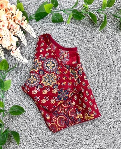Modern Fashion Simple Wedding O-Neck Blouse material 100% PURE COTTON PRINT NON LINING WITHOUT PADDED height 15.5 inch - Product Image 2