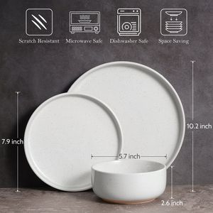 Set di Stoviglie in Ceramica Maculata da 12 Pezzi per 4 Persone, Piatti e Ciotole, Adatti a Microonde e Lavastoviglie - Product Image 5