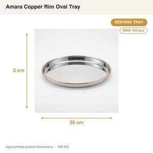 Bandeja Ovalada de Cobre Amara con Borde de Cobre Espejado SS202 Hecha a Mano, 36 cm, Bandeja de Hierro para Servir, Decoración del Hogar, Hoteles y Bodas - Product Image 4