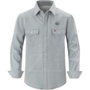 เสื้อผ้า FR คุณภาพดีที่สุด ผลิตตามสั่ง เสื้อเชิ้ตผ้าฝ้าย FR ทนไฟ เสื้อทำงานผ้าฝ้าย FR กันไฟ มาตรฐาน EN 1149 และ NFPA 2112 - Product Image 1