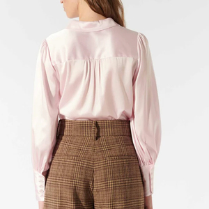 Wholesale Custom Women's <b>Blouses</b> & Shirts and Tops Long Sleeve <b>Satin</b> Shirt Women's Silk Shirt - Product Image 5