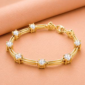 Bracelet minimaliste rond avec diamants pour femme, élégant, or, argent, or rose, bijoux de luxe pour tous les jours, cadeau - Product Image 2