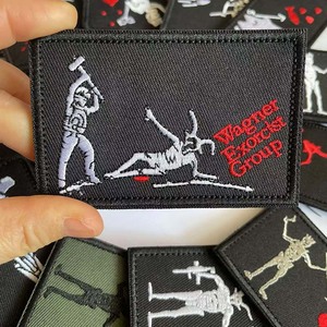 Parche Táctico de Fieltro No Tejido 3D, Diseño Barba Negra Esqueleto Wagner Exorcista, Insignia con Gancho y Bucle, Bordado Personalizado - Product Image 3