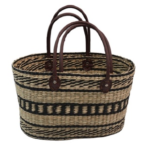 Sac à main de plage en jacinthe d'eau fait à la main en usine avec logo et broderie personnalisée pour les femmes sac de plage d'été cadeau - Product Image 1