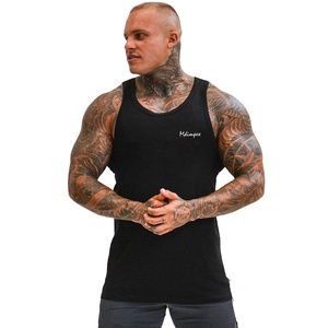 New Arrival Custom Logo Printed Knitted Plus Size Gym Tank Top Men Wholesale Sportswear Washed Technique Custom Slim Fitness 3d - Product Image 4