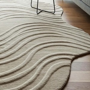 Modern Abstract Wavy Area Rug Hand Tufted Soft Wool Carpet for Living Room Bedroom <b>Floor</b> Decor Non Slip Durable Stylish Home Rug - Product Image 5