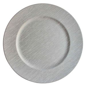 Luxury Silver Ribbed Charger Plate Metal Decorative Round Dinner Plate for Wedding Event <b>Party</b> <b>Table</b> Decoration Wholesale Set - Product Image 3