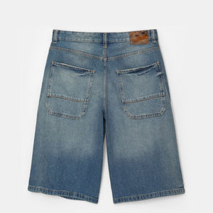 Custom Denim Jorts Hip-hop Embroidered Vintage BLUE WASHED Denim Baggy <b>Jean</b> Shorts <b>Men</b> Custom Design Long Shorts - Product Image 2