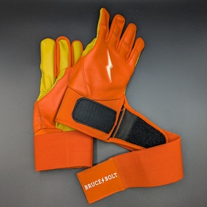 Guantes de Bateo de Cuero Naranja Bruce Bolt, Cierre de Gancho y Bucle Ambidiestro, Unisex para Adultos, Entrenamiento - Product Image 4
