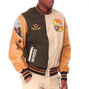เสื้อแจ็กเก็ตเบสบอลสำหรับผู้ชายตามสั่งแนวสตรีทแขนเสื้อหนังปักลายสำหรับฤดูหนาว - Product Image 2