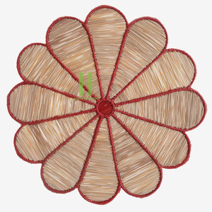 Eco-friendly Bohemian Seagrass Charger Plate <b>Wall</b> Decoration Flower Placemat Home <b>Table</b> Mats 35cm Diameter HNH Craft OEM Made - Product Image 1