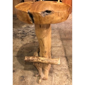 Taburete rústico de madera de teca hecho a mano con borde natural - Venta al por mayor desde India - Product Image 4