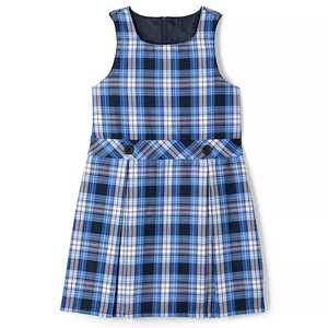 Vestido Escolar Sin Mangas a Cuadros para Niñas con Cintura con Botones, Uniforme Escolar Primario, Tela Tejida - Product Image 6