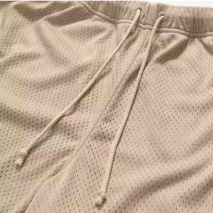 Shorts pour hommes en polyester respirant, couleur unie, à cordon de serrage, taille mi-haute, décontractés, tricotés, avec poches - Product Image 6