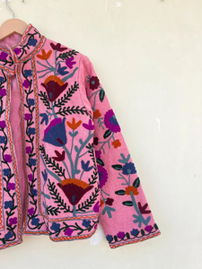 Handmade Velvet Suzani <b>Kimono</b> <b>Jacket</b> Front Pocket | Autumn/Winter Eco-Friendly Breathable Quilted Quick-Dry Anti-Wrinkle 100% - Product Image 5
