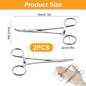 Juego de 2 Pinzas Hemostáticas Manuales Premium de Acero Inoxidable de 5 Pulgadas - Rectas y Curvas con Autobloqueo, Grado Hospitalario para Pesca y Perforaciones - Product Image 2