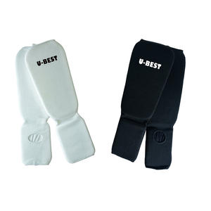 Protège-tibias de karaté U-best bleus, équipement de protection respirant et durable avec coussinets, unisexe, en polyester - Product Image 1