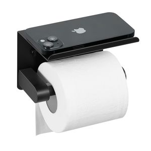 Portarotolo da Parete in Acciaio Inossidabile con Mensola per Rotoli Mega, Finitura Spazzolata - Product Image 1