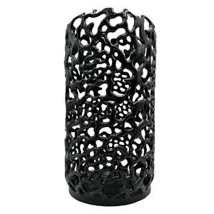 <b>Black</b> <b>Candle</b> Holder with Organic Lattice Design Durable Home Decoration Metal Lantern Style - Product Image 4