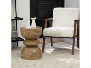 Mesa Auxiliar Redonda Escultural de Madera, Mesa Auxiliar Moderna Rústica de Madera, Mesa Taburete de Madera con Forma de Tambor, Muebles Novedosos 2026 - Product Image 2