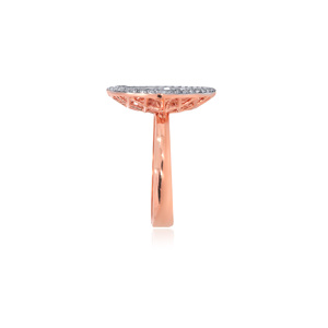 Bague de déclaration géométrique plaquée or rose de luxe avec halo de zircone cubique pour femme, idéale pour mariage, fiançailles, anniversaire, bijoux de mode - Product Image 4