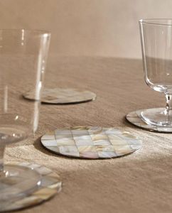 Ensemble de sous-verres de luxe en nacre incrustée, faits à la main, décoratifs, porte-boissons, cadeau pour mariage, événement de pendaison de crémaillère - Product Image 5