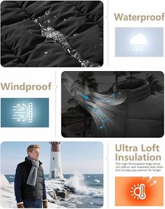 WARPRO INDUSTRY Unisex Lightweight Eco-Friendly Windproof <b>Packable</b> Slim Filled Puffer Vest Sleeveless Full Zip Stand <b>Jacket</b> - Product Image 3