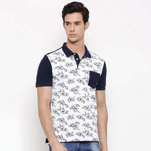 Camisa Polo Blanca para Hombre, Diseño con Estampado Completo y Mangas en Contraste, Transpirable, de Algodón, Informal, de Manga Corta, para Verano - Product Image 5