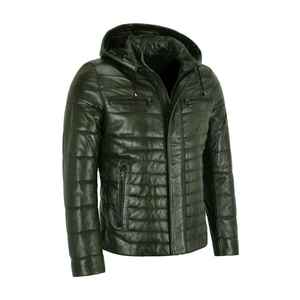 Veste en cuir pour homme en gros – Veste matelassée 100 % cuir d'agneau véritable, qualité supérieure, teinte unie - Product Image 5