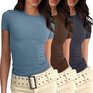 STELLAR Top Corto de Verano para Mujer, Estilo Típico, Tejido Acanalado, Ajustado, Transpirable, 100% Poliéster, con Mangas con Volantes Florales - Product Image 2
